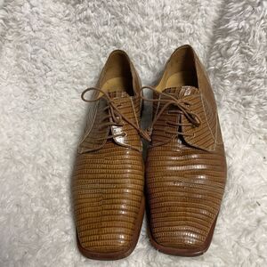 Slicker genuine lizard skin Brown and tan hand made Men's Dress Shoes SZ9.5M